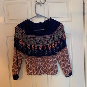 Hollister XS Floral Print Off The Shoulder Top